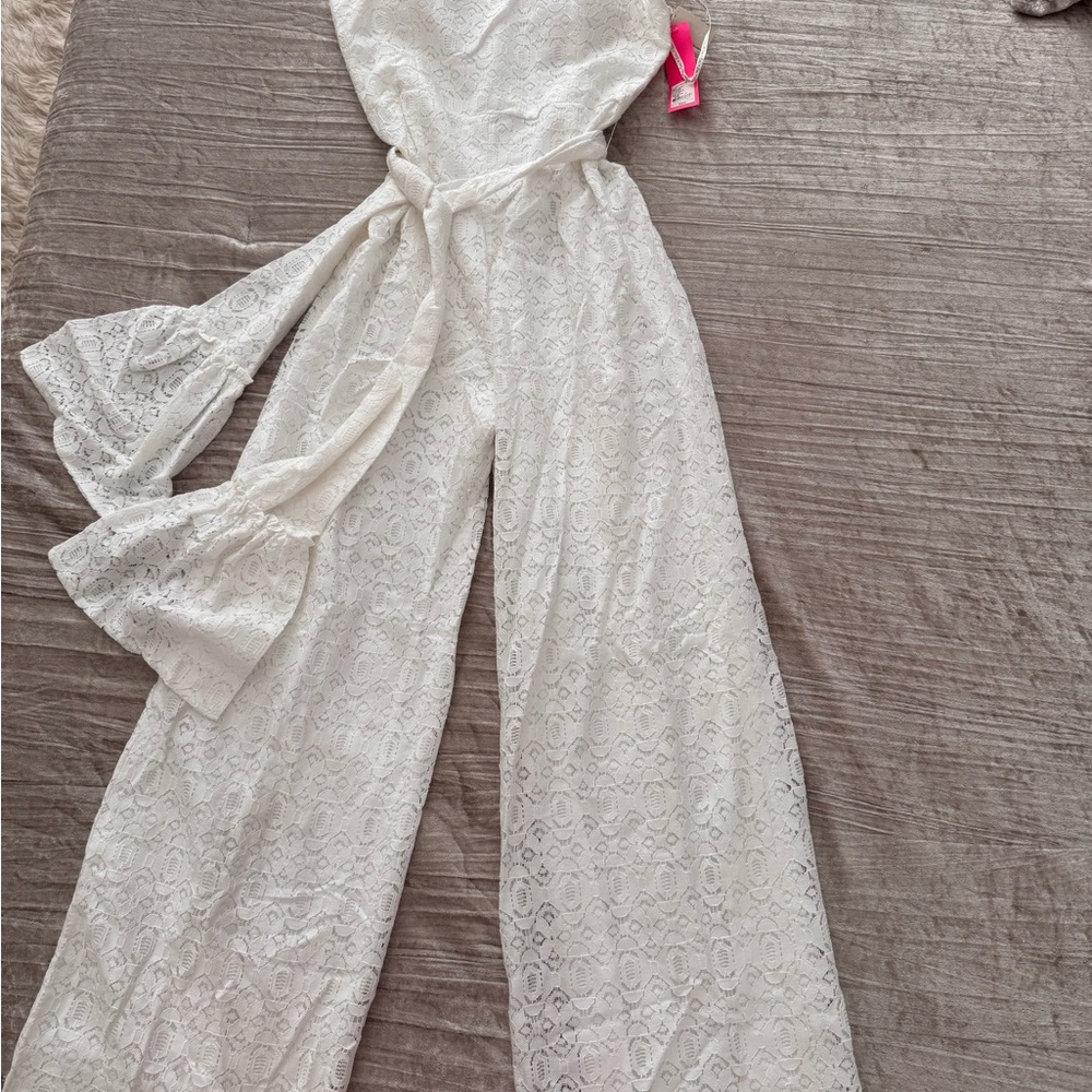 Lilly Pulitzer White Lace Jumpsuit Size 8